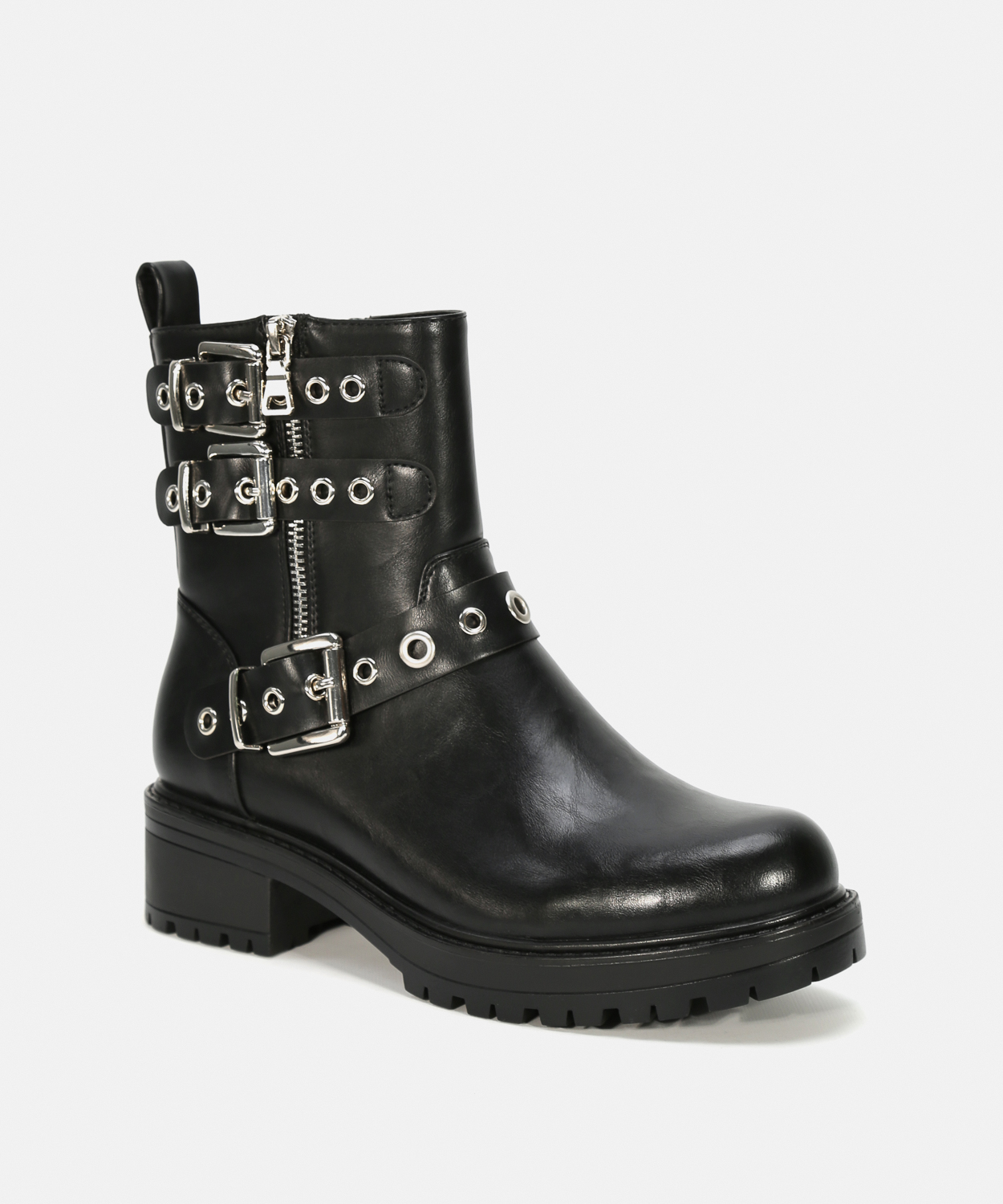 Botins pretos plataforma fivelas image number null